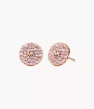 Michael Kors 14k Rose Gold-Plated Sterling Silver Pavé Logo Stud Earrings