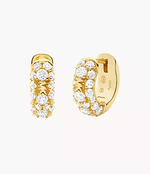 Petits anneaux en argent sterling plaqué doré avec pavé et logo Michael Kors