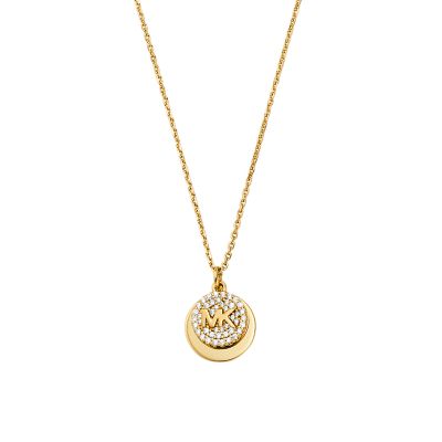 Michael Kors 14k Gold-Plated Sterling Silver Pavé Engravable Pendant  Necklace - MKC1515AN710 - Watch Station