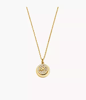 Michael Kors 14k Gold-Plated Sterling Silver Pavé Engravable Pendant Necklace