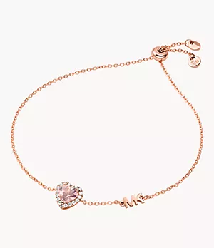 Michael Kors 14K Rose Gold-Plated Sterling Silver Heart-Cut Slider Bracelet