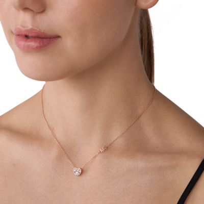 Michael Kors 14K Rose Gold-Plated Sterling Silver Heart-Cut Pendant Necklace