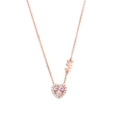 Michael kors rose store gold heart necklace