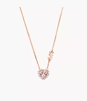 Collier à pendentif Michael Kors taillé en forme de cœur en argent sterling plaqué or rose