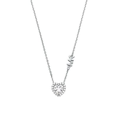 Michael Kors Women's Sterling Silver Heart Pendant Necklace - Silver