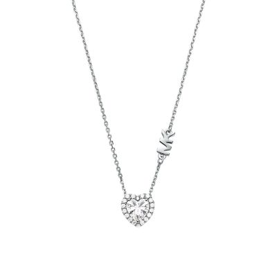 Michael kors silver heart necklace new arrivals