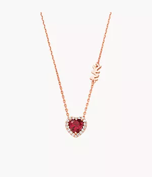 Michael Kors 14K Rose Gold-Plated Sterling Silver Heart-Cut Pendant Necklace