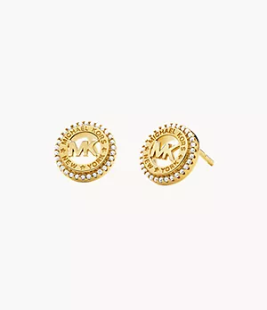 Michael Kors 14k Gold-Plated Sterling Silver Dainty Logo Stud Earrings