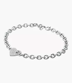 Michael Kors Sterling Silver Pavé Heart Line Bracelet