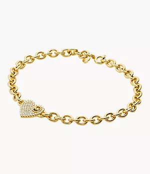 Michael Kors 14k Gold-Plated Sterling Silver Pavé Heart Line Bracelet