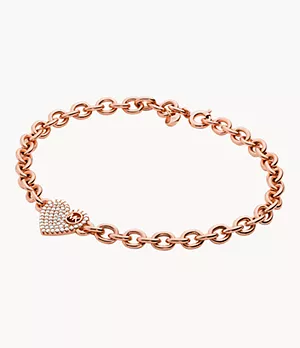Michael Kors 14k Rose Gold-Plated Sterling Silver Pavé Heart Line Bracelet
