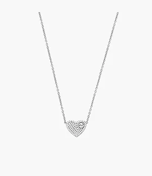 Michael Kors Sterling Silver Pavé Heart Necklace
