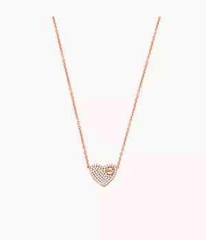 Michael Kors 14k Rose Gold-Plated Sterling Silver Pavé Heart Necklace