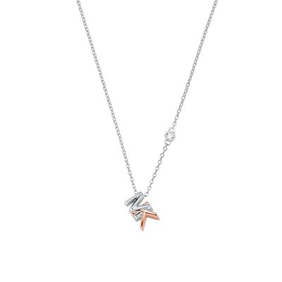 Michael Kors Women's Sterling Silver Two-Tone Mott Logo Pendant Necklace - Silver