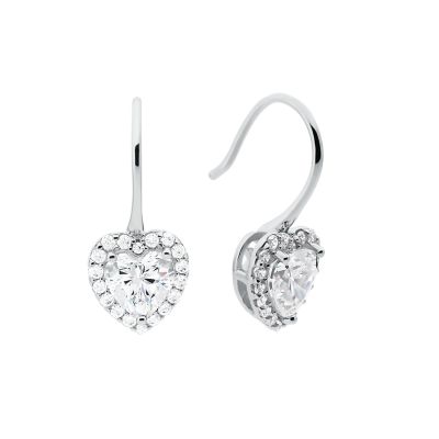 Sterling silver heart hot sale drop earrings