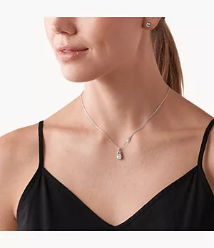 Michael Kors Sterling Silver Pendant Necklace Set