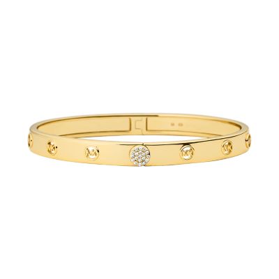 Michael Kors 14K Gold-Plated Sterling Silver MK Logo Bangle