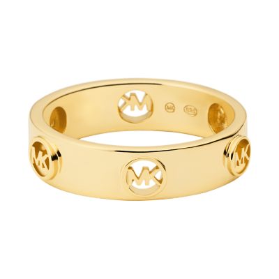 Michael Kors 14K Gold-Plated Sterling Silver Pavé Logo Band Ring