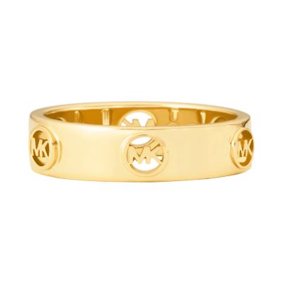 Michael Kors Women's 14K Gold-Plated Sterling Silver Logo Band Ring - Gold