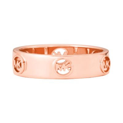 Michael Kors 14K Rose Gold-Plated Sterling Silver Logo Band Ring