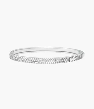 Michael Kors Sterling Silver Pavé Logo Bangle Bracelet