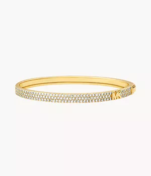Michael Kors 14K Gold-Plated Sterling Silver Pavé Logo Bangle Bracelet
