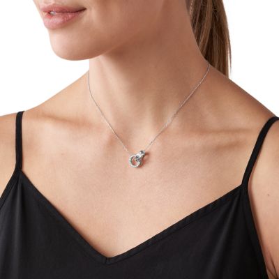 Michael Kors Sterling Silver Interlocking Necklace