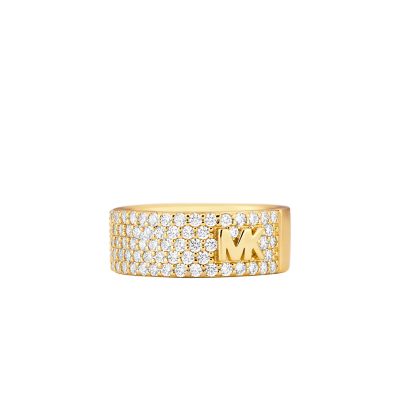 Michael Kors 14K Gold-Plated Sterling Silver Pavé Logo Band Ring