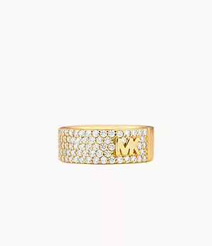 Michael Kors 14K Gold-Plated Sterling Silver Pavé Logo Band Ring
