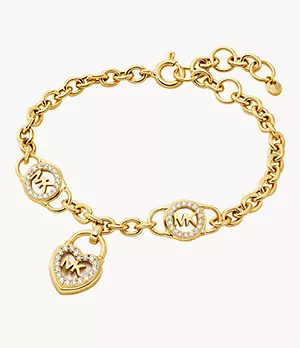 Michael Kors 14K Gold-Plated Sterling Silver Heart Lock Line Bracelet
