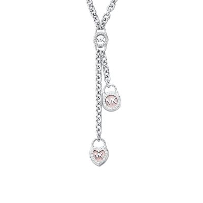Michael Kors Sterling Silver Mother of Pearl Heart Lock Line Bracelet -  MKC1557A6040 - Watch Station