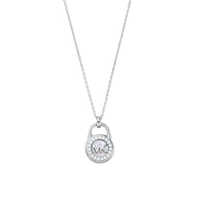 Michael Kors Sterling Silver Pavé Lock Pendant Necklace - MKC1629AN040 -  Watch Station