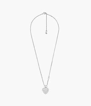 Michael Kors Sterling Silver Pavé Heart Locket Necklace