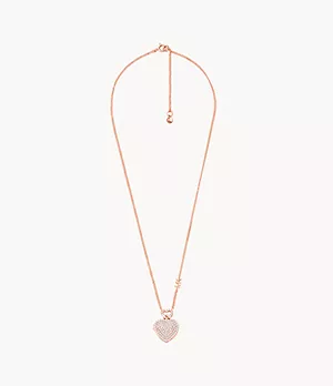 Michael Kors 14K Rose Gold-Plated Pavé Heart Locket Necklace