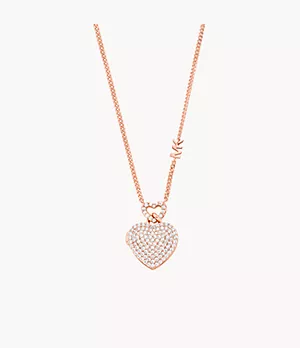 Michael Kors 14K Rose Gold-Plated Pavé Heart Locket Necklace