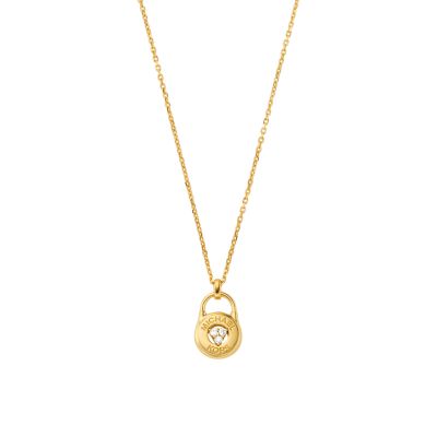 Michael kors deals gold lock necklace