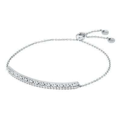 Michael Kors Women's Sterling Silver Monogram Bar Slider Bracelet - Silver