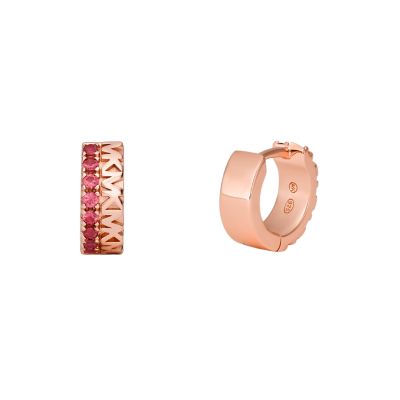 Michael Kors 14K Rose Gold-Plated Sterling Silver Monogram Huggie Earrings  - MKC1579BH791 - Watch Station