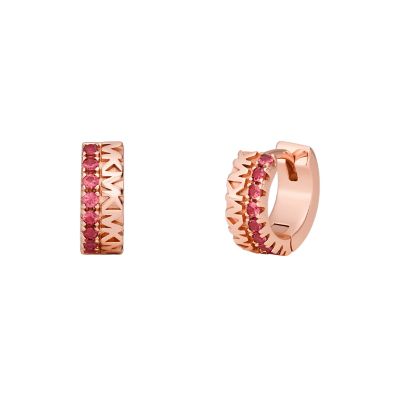 Michael Kors 14K Rose Gold-Plated Sterling Silver Monogram Huggie Earrings  - MKC1579BH791 - Watch Station