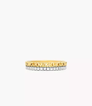 Michael Kors 14K Gold-Plated Two-Tone Sterling Silver Monogram Band Ring