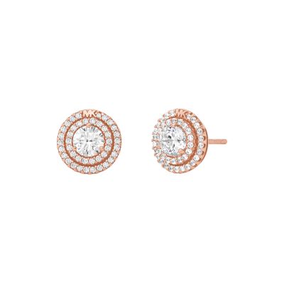 Michael Kors Women's 14K Rose Gold-Plated Pavé Halo Stud Earrings - Rose Gold