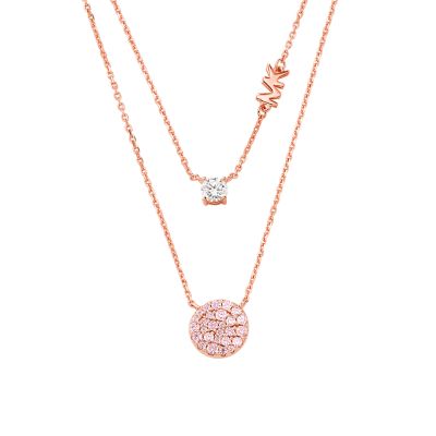 michael kors branded disc necklace