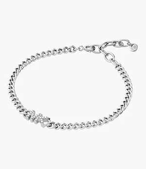 Michael Kors Sterling Silver Logo Chain Bracelet
