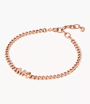 Michael Kors 14K Rose Gold-Plated Sterling Silver Logo Chain Bracelet