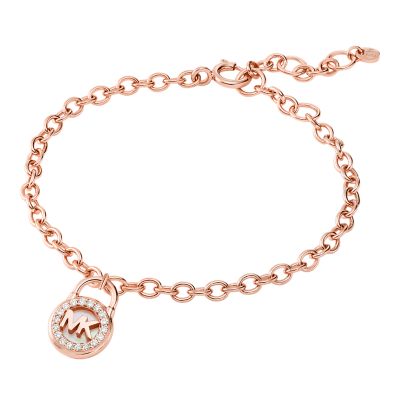 Michael Kors 14K Rose Gold-Plated Sterling Silver Mother of Pearl Lock Chain  Bracelet - MKC1604AH791 - Watch Station