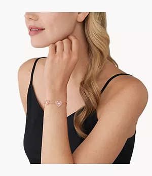 Michael Kors 14K Rose Gold-Plated Sterling Silver Pave Heart Line Bracelet