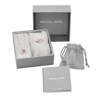 Michael Kors Sterling Silver Double Layered Pavé Lock Necklace -  MKC1630AN040 - Watch Station