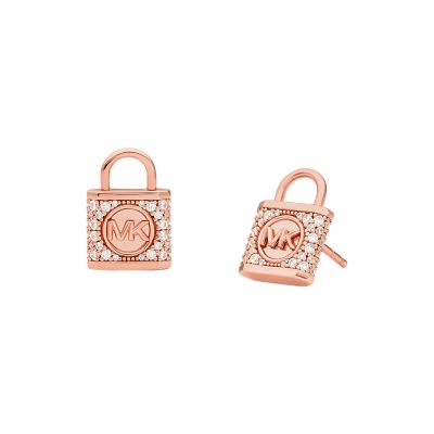 Michael kors lock earrings on sale gold