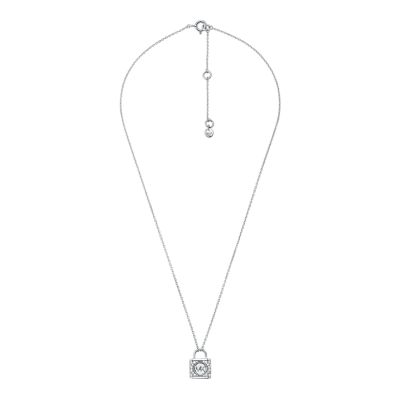 Michael kors silver lock on sale necklace