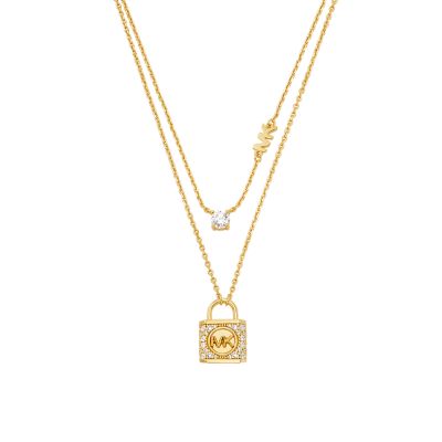 Michael kors deals gold lock necklace